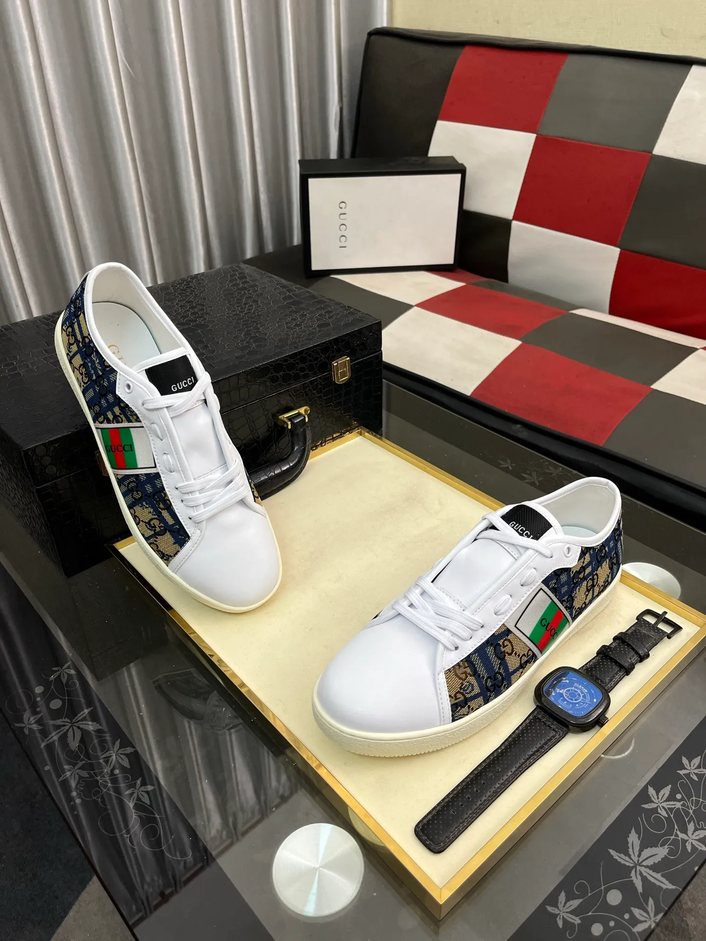 Men's Men's Shoes💰400⌚️⌚️" GUCCI" New official website • Same style, latest • hot style casual shoes, top brand [seduce] luxury ~ purchasing agency, top ~ quality. Products sold at the counter [strong] Original embossed calfskin fabric ➕ Comfortable sheepskin lining, code number: 38-443️⃣colors available